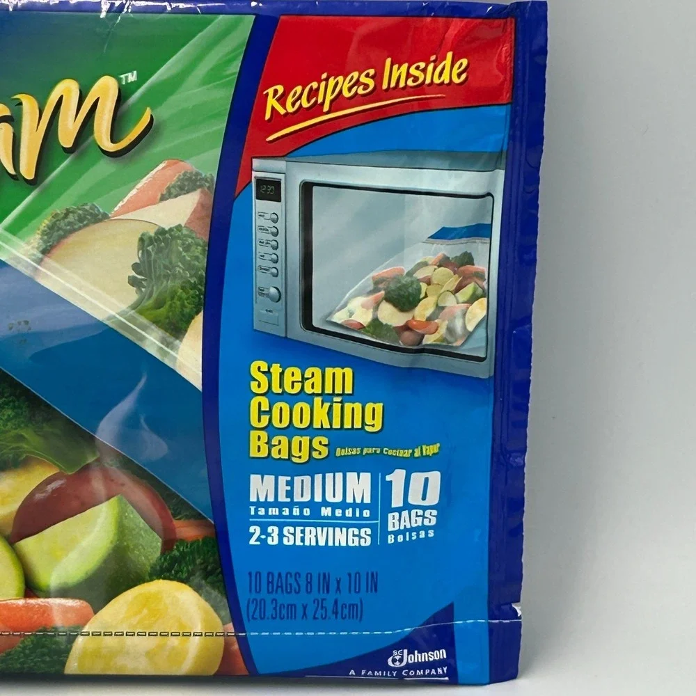 Ziploc Zip N Steam Cooking Bags MEDIUM 10 Bags Discontinued New Sealed
